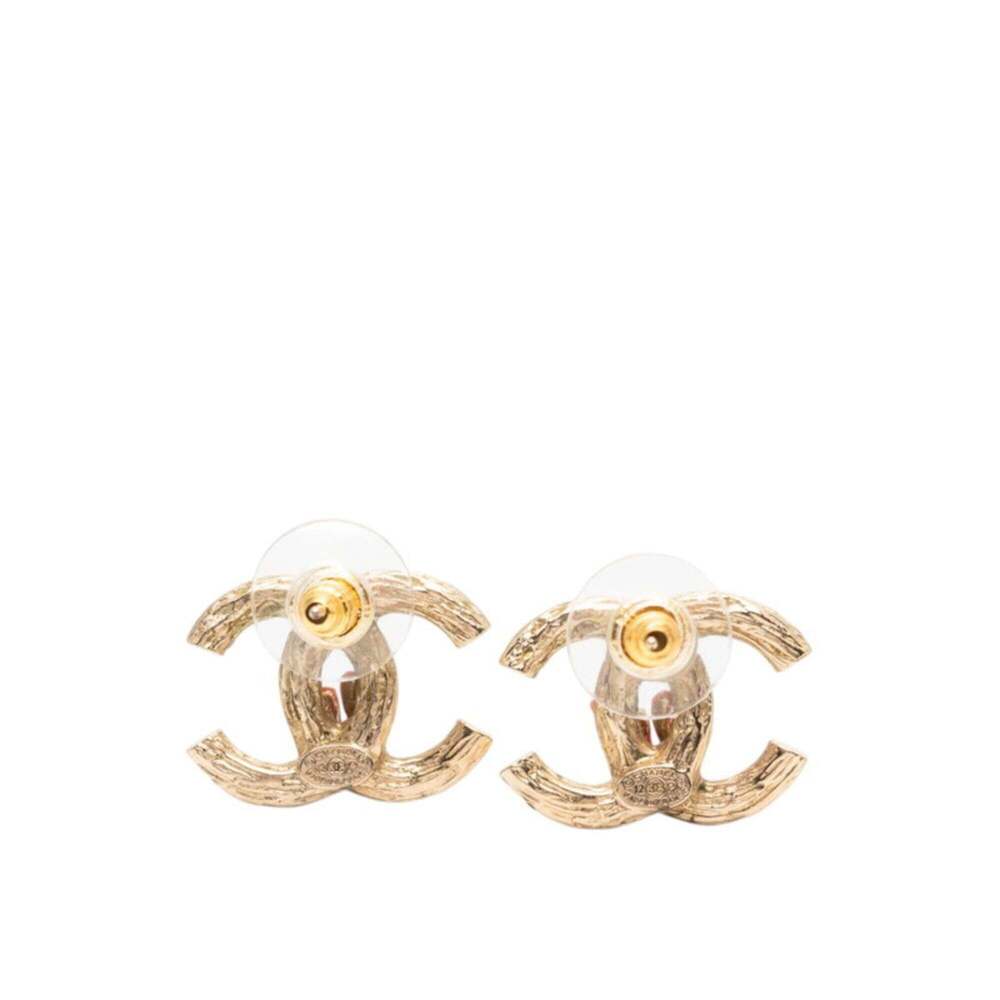 CHANEL Gold Pearl Logo Earrings - Picture 2 of 4